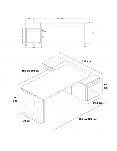 Bureau de direction Sile avec sous-mains - Bralco
