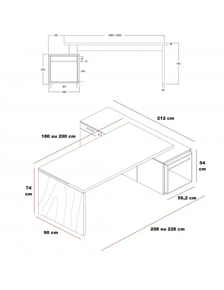 Bureau de direction Sile avec sous-mains - Bralco