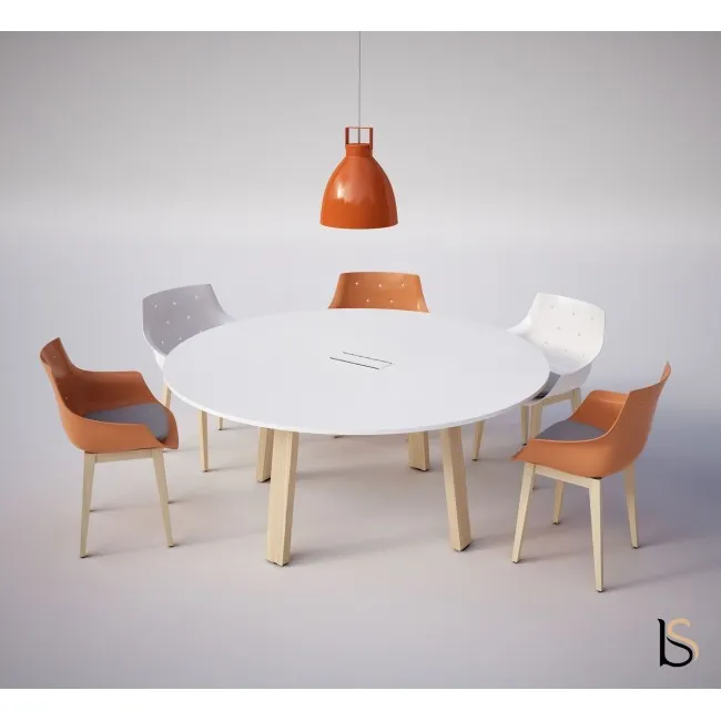 Table de réunion ronde Take-Off Bralco avec chaises multicolores