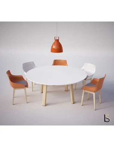 Table ronde blanche Take-Off Bralco entourée