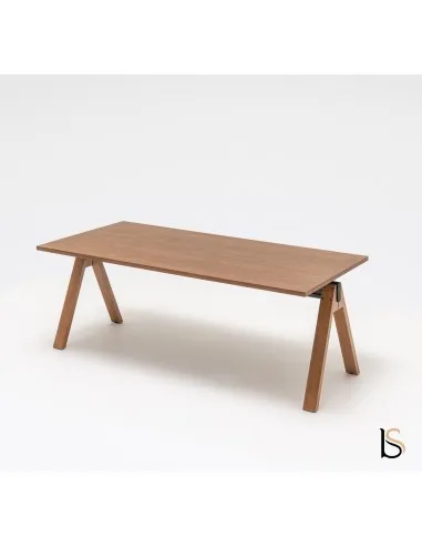 Table rectangulaire pieds en bois Ogi – MDD. Tables de réunion MDD