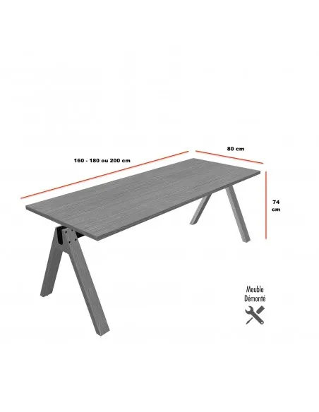 Table rectangulaire pieds en bois Ogi – MDD. Tables de réunion MDD