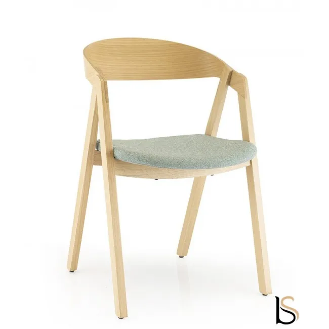 Chaise visiteur Artea avec assise tissée gris-bleu
