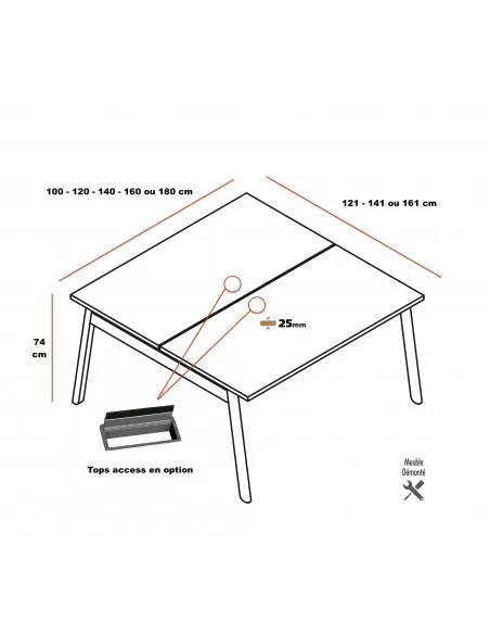 Bureau 2 personnes Ogi Wood MDD - Bureau-Store