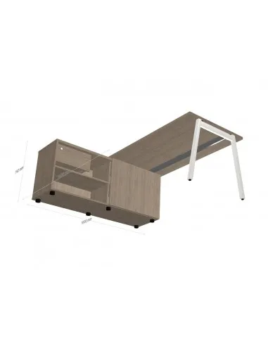 Bureau Manager avec crédence Ogi M MDD - Bureau-Store