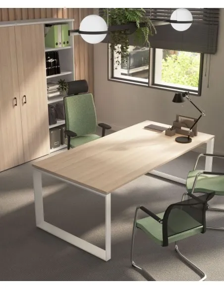 bureau individuel star mobellinea acacia clair pieds blanc