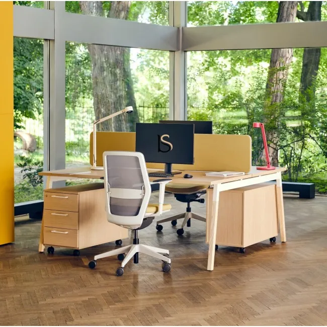 Bureau 2 personnes Ogi, pieds bois