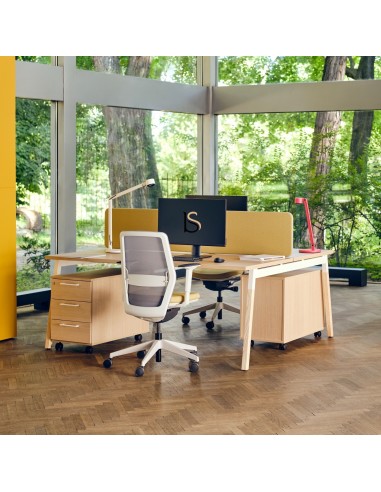 Bureau 2 personnes Ogi, pieds bois