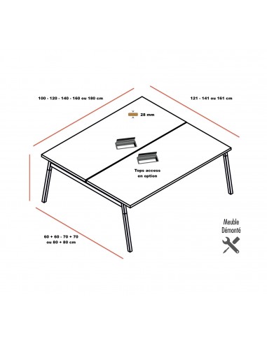 Bureau 2 personnes Ogi W - MDD