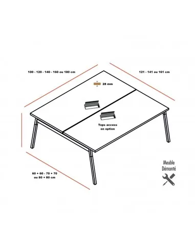 Bureau 2 personnes Ogi W  MDD - Bureau-Store