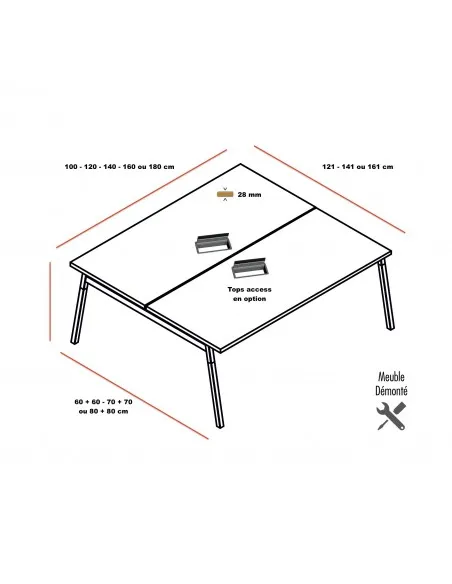 Bureau 2 personnes Ogi W  MDD - Bureau-Store
