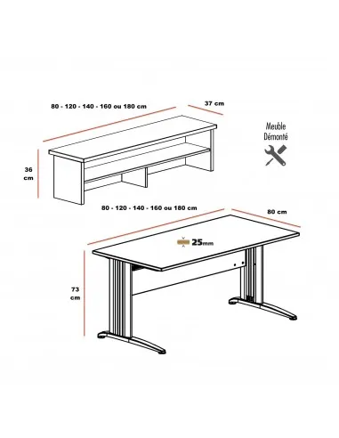 Bureau comptoir Sigma bi-tons Mobel Linea - Bureau-Store
