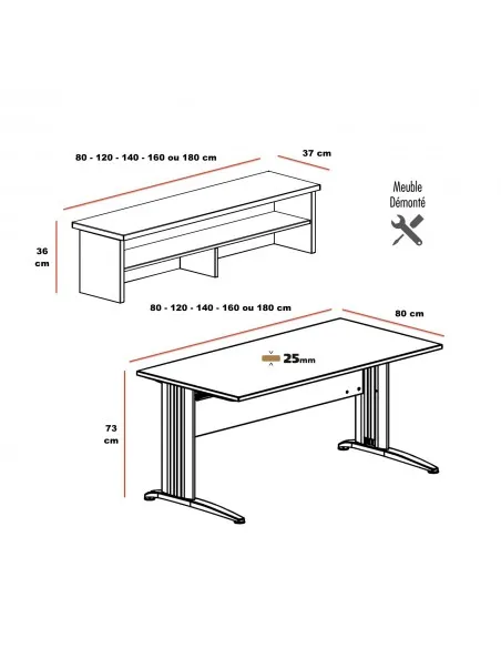 Bureau comptoir Sigma bi-tons Mobel Linea - Bureau-Store