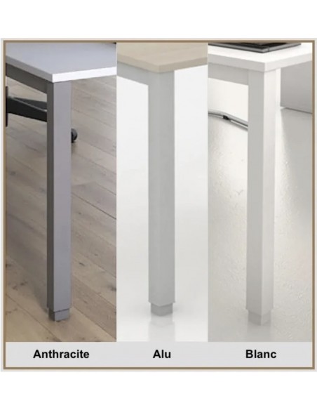 coloris disponibles pour les piètements en métal de la gamme tempo - mobellinea