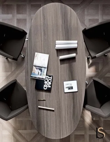 Table de réunion ovale avec pieds chromé Quadrifoglio - Bureau-Store