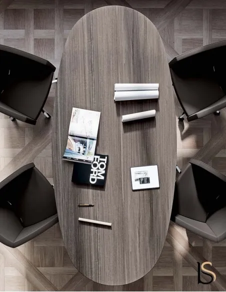 Table de réunion ovale avec pieds chromé Quadrifoglio - Bureau-Store