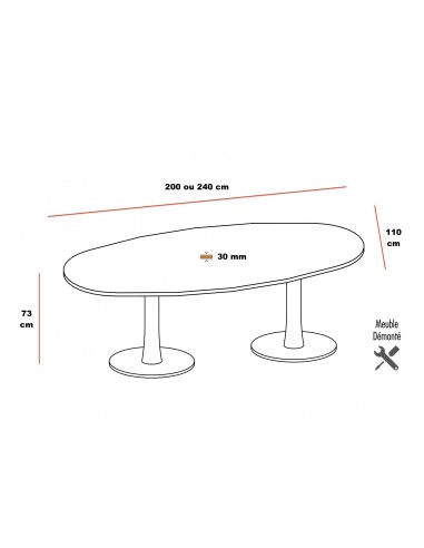Table de réunion ovale avec pieds...