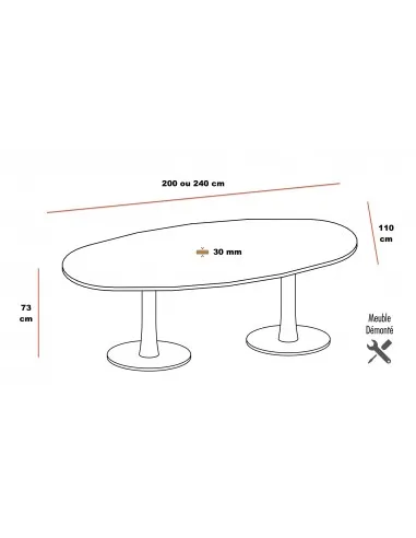 Table de réunion ovale avec pieds chromé Quadrifoglio - Bureau-Store