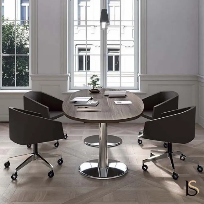 Table de réunion ovale avec pieds chromés