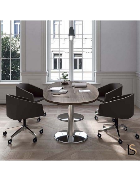 Table de réunion ovale avec pieds chromés