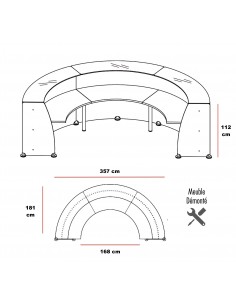 Bureau de réception laqué - forme courbe 2