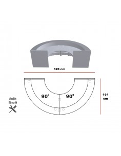 Banque d'accueil lumineuse Valde arrondie 180° - MDD 2