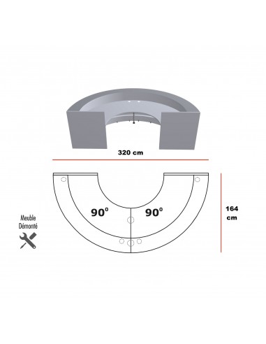 Banque d'accueil lumineuse Valde 180°...