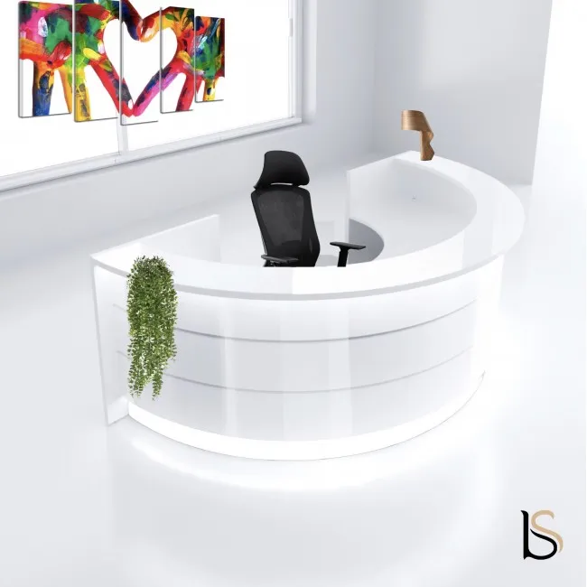 Banque d'accueil lumineuse Valde arrondie 180° - MDD
