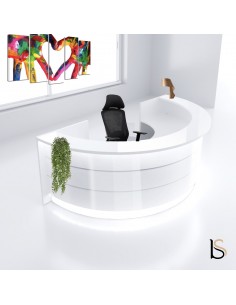 Banque d'accueil lumineuse Valde arrondie 180° - MDD