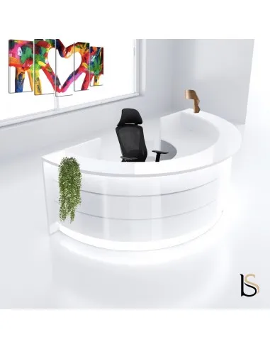 Banque d'accueil lumineuse Valde arrondie 180° - MDD