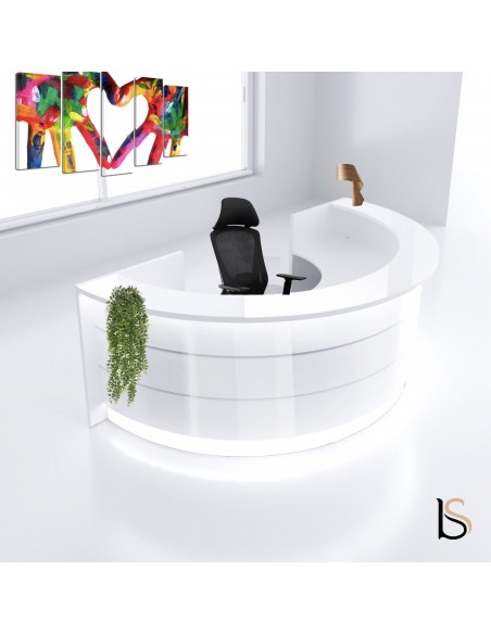 Banque d'accueil lumineuse Valde arrondie 180° - MDD