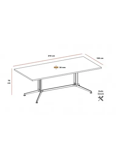 Table de réunion rectangulaire X2 Officity - Bureau-Store