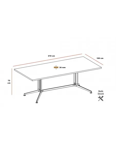 Table de réunion rectangulaire X2 Officity - Bureau-Store