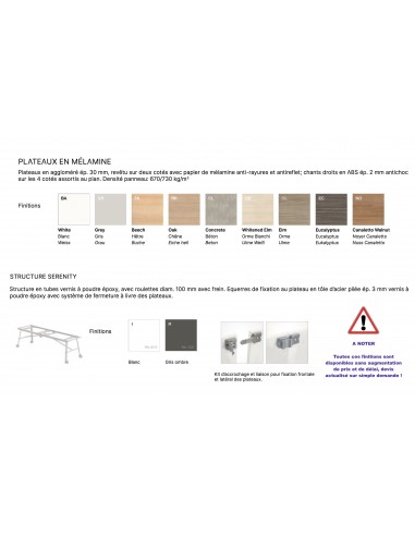 caractéristique de la table pliante Serenity de chez Quadrifoglio