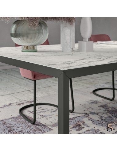 Table de réunion avec plateau en céram veiné X6 - Officity