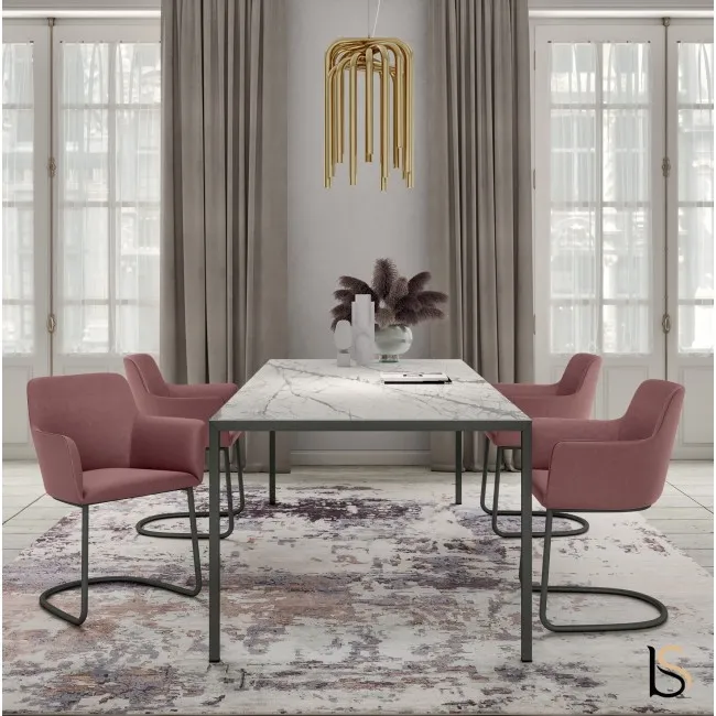 Table de conférence design avec plateau en marbre