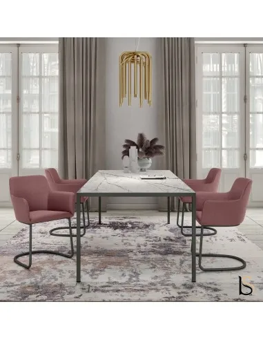 Table de conférence design avec plateau en marbre