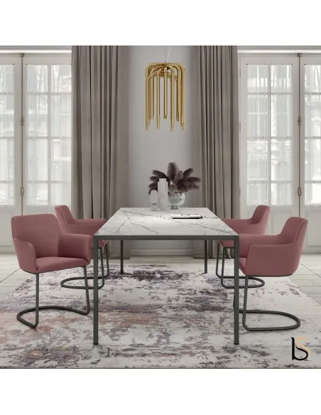 Table de conférence design avec plateau en marbre