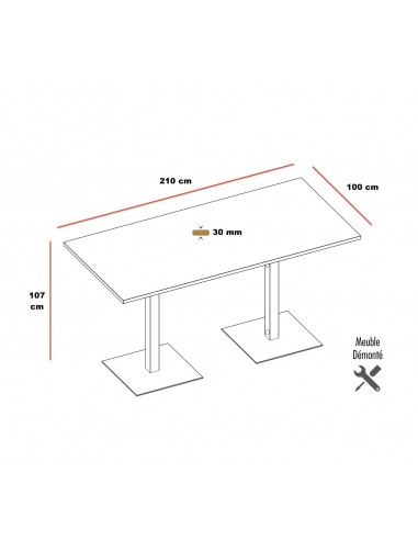 dimensions table de réunion haute Greko - Officity