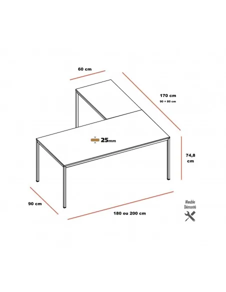 Dimensions-bureau avec retour X1 de chez Officity
