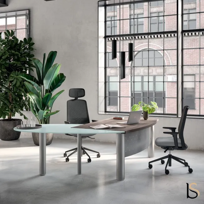 Bureau de Direction avec retour goutte d'eau en verre X time - Quadrifoglio