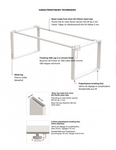 caracteristiques-bureau-xtime-plateau en verre