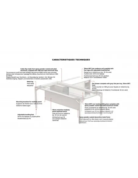 caracteristiques bureau de Direction X8 - officity avec rangement