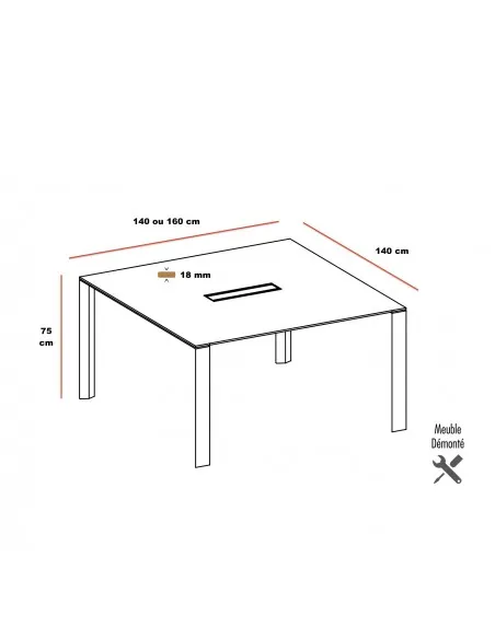 dimensions- table de réunion design-X7 - Officity