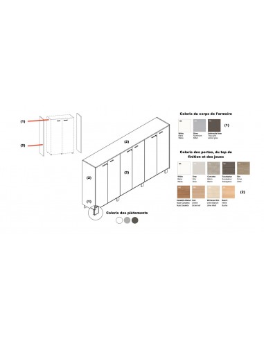 coloris disponibles pour l'armoire de rangement Quadrifoglio