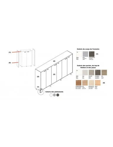 coloris disponibles pour l'armoire de rangement Quadrifoglio