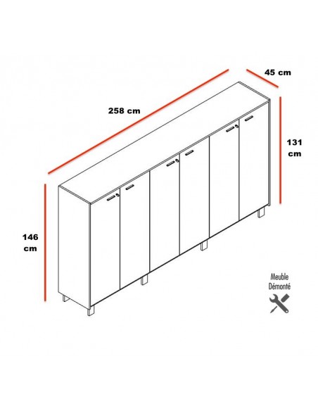 dimensions de l'armoire de rangement à portes battantes Officity