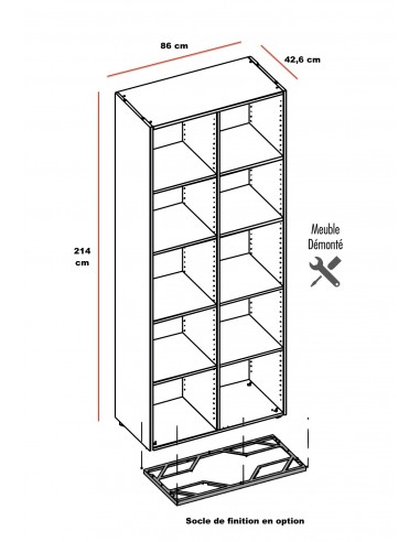 dimensions de l'étagère 10 rangement- sans portes