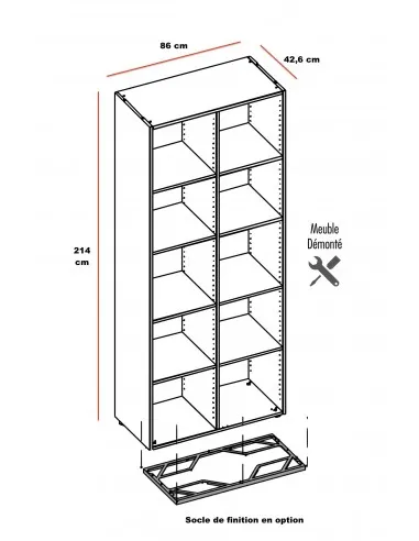 dimensions de l'étagère 10 rangement- sans portes
