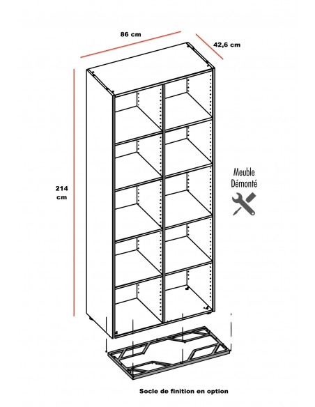 dimensions de l'étagère 10 rangement- sans portes